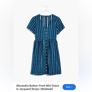 Madewell Alexandra Button-Front Mini Dress in Jacquard Stripe size S